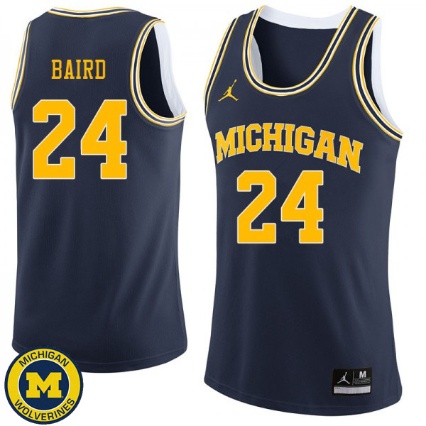 Men's Michigan Wolverines #24 C.J. Baird Navy Jordan Brand High School Basketball Jersey